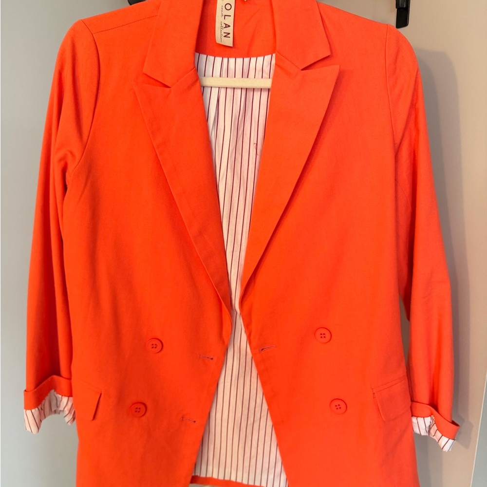 dolan Bright Orange Double-Breasted Blazer